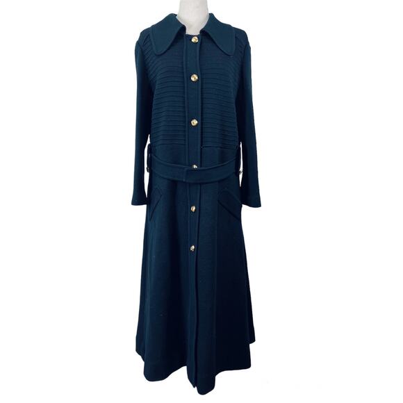 Vintage Palio Wool Maxi Dress Black Long Sleeve Coat - Picture 1 of 9